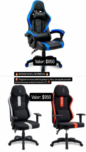 Cadeira gamer nova - loja wyll informática