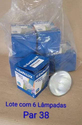 LOTE COM 6 LAMPADAS HALOGENAS  PAR38- 100 W- 3.000K -220 V- EMPALUX  