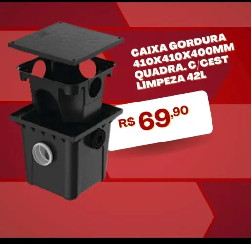 Caixa de gordura padrão com cesto de limpeza 42l