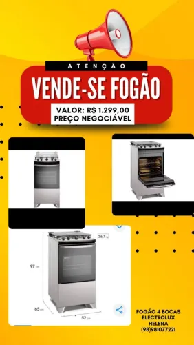 Vende-se Fogão 4 bocas Electrolux, novo nunca utilizado