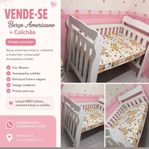 Vende-se berço americano minha bebê não usou