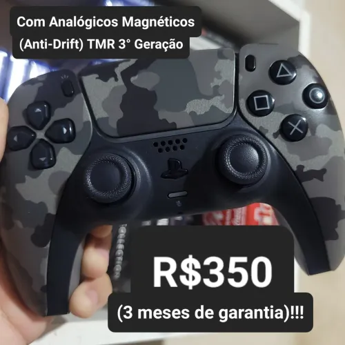 Controle PS5 Dualsense Gray Camo Analógicos Magnéticos Anti-Drift TMR 3° Geração
