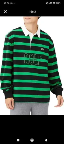 Mega Promoção - Camisa Polo Rugby Lacoste Manga comprida listrada