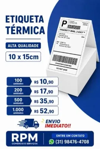 Etiqueta Térmica 10 X 15cm - Retirada Imediata