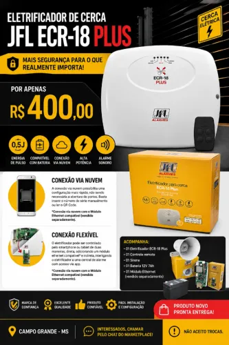 ELETRIFICADOR DE CERCA JFL ECR-18 PLUS - NOVO + CONTROLE REMOTO