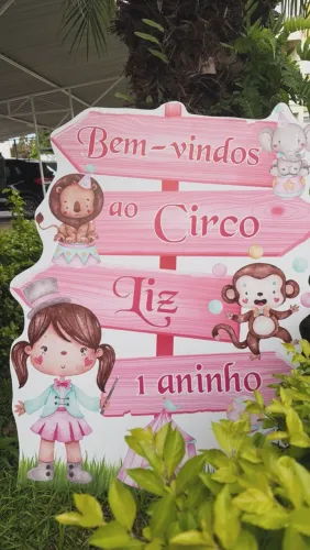 Display Festa Circo Rosa 1 Metro Personalizado - Liz 1 Aninho ?