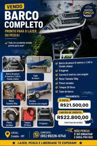 Vendo Barco 6M completo