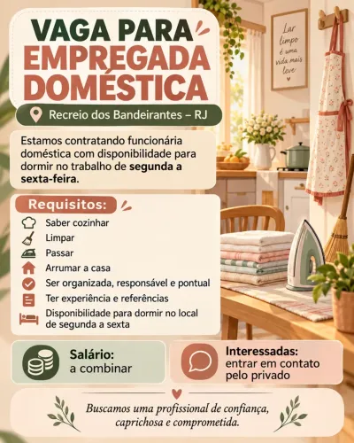 Vaga para empregada domestica