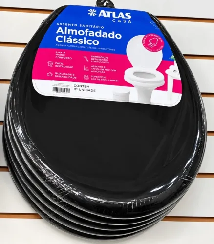 ASSENTO SANITÁRIO ALMOFADADO ATLAS CASA - PRETO