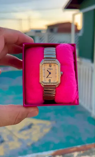 Relógio feminino folheado 18k promoção