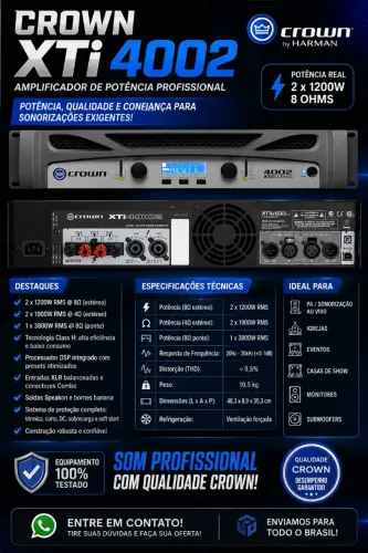 Amplificador de potência Crown XTi 4002 série XTi2