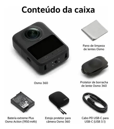 Câmera 360° DJI OSMO 360 Impecável Como Nova, com Garantia Estendida +brindes!