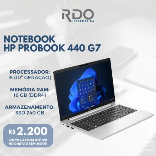 Notebook HP ProBook 440 G7 i5 10ª Gen 16GB RAM SSD 240GB - Ideal para trabalho & lazer!