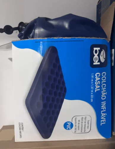 Colchão Inflável Casal (Bel) 1,91 m x 1,37 m x 32 cm com bomba de ar manual 30 cm (kala)