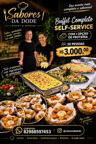Buffet completo com uma opção de proteína: 50 pessoas