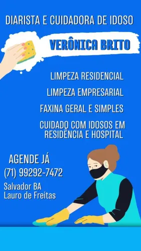 Trabalho como diarista e também como cuidadora foguista 