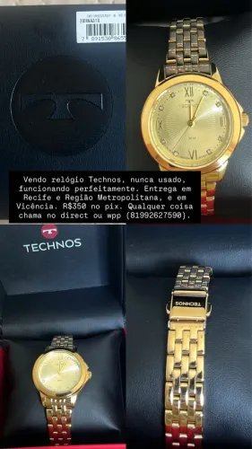 Relógio Technos Feminino Dourado 