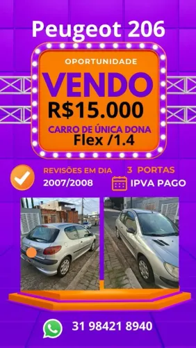 Peugeot 206 Sensation 1.4 Flex 8V 3P 2008