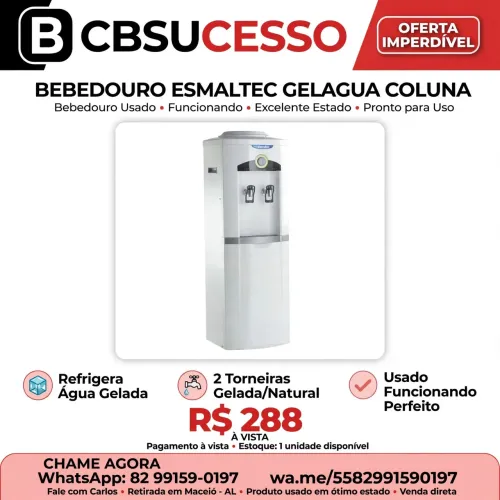 Bebedouro Esmaltec Gelágua Coluna - R$288 - Usado Funcionando - Maceió