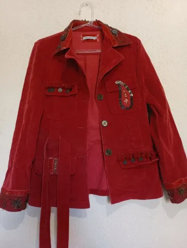 Blazer vermelho, veludo cotele M