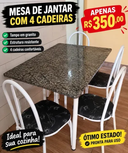 Mesa de jantar com 4 cadeiras