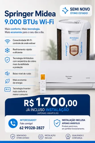 Ar condicionado 9000 BTU com instalação