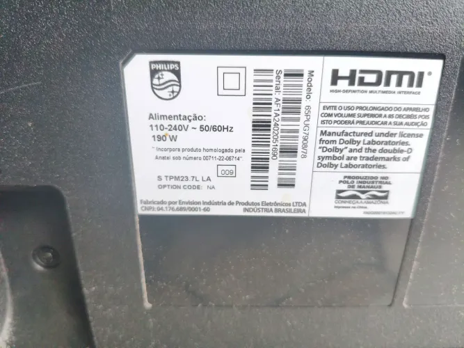 Tv Philips 65 polegadas (tela quebrada )