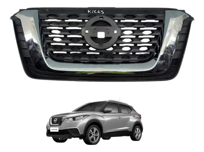 Grade Frontal Radiador Nissan Kicks 2017 2021 Preto Brilhante.Original