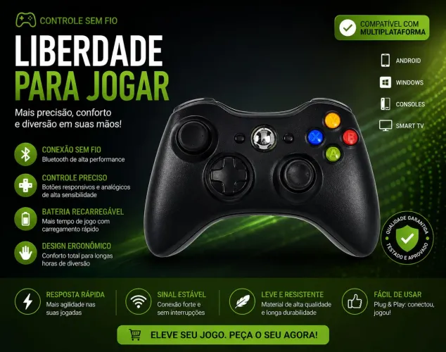 Controle Xbox 360 Wireless Sem fio Genérico