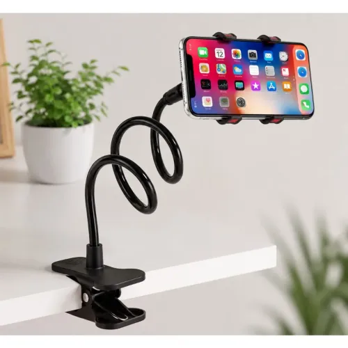 Suporte Articulado para Celular com Garra de Mesa Braço Flexível Ajustável 360°