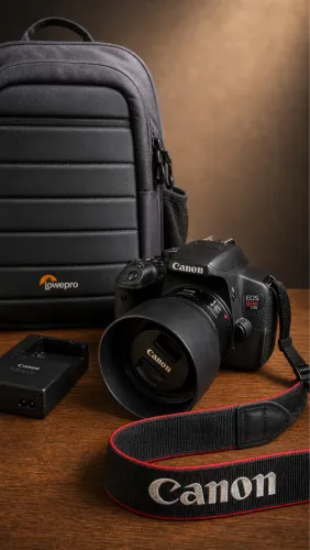Kit Câmera Canon EOS Rebel T5i com 3 lentes, mochila Lowepro e acessórios