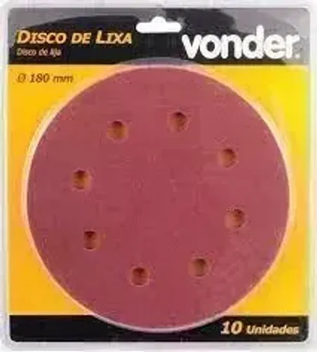 Kit 10 Discos de lixa com costado em pluma 180 mm grão 180, para a lixadeira LPV750 Vonder