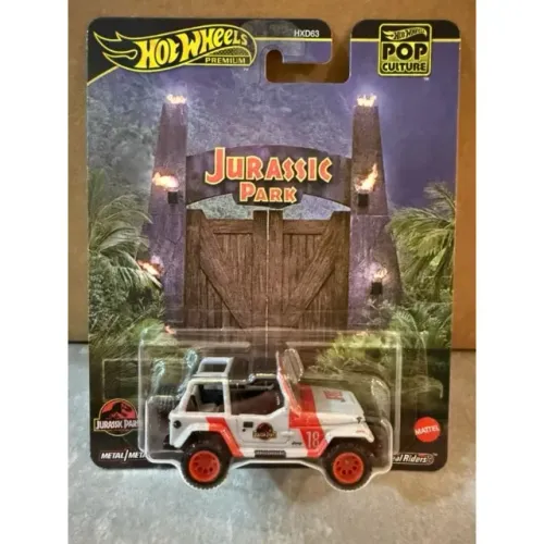 Hot Wheels Jeep Wrangler Jurassic Park 1/64-pneu de borracha.