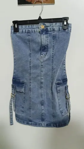 Vestido tomara que caia Jeans