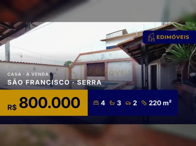 São Francisco: Casa 4 quartos com piscina e área gourmet, a 300m da praia