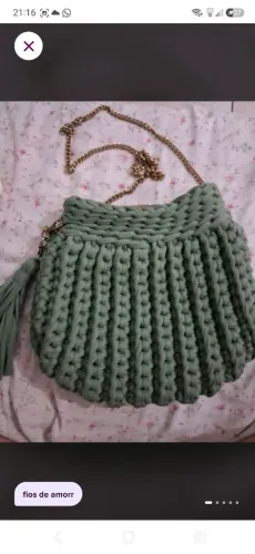 Bolsa crochê tricot verde fios de amor