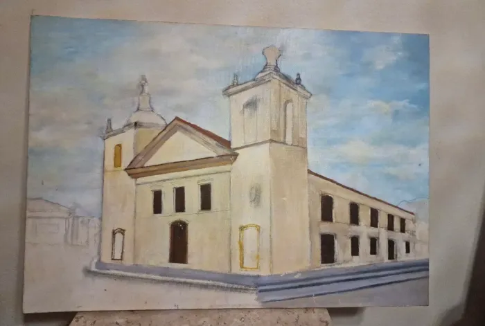 QUADRO VINTAGE PINTURA OST S/MOLDURA EXÓTICO SIMPLES 