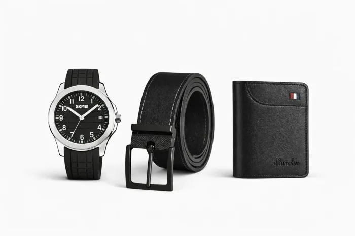 Kit Masculino Completo Relógio Skmei + Cinto + Carteira Premium | Presente Ideal 