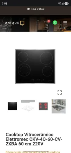 V/T cooktop de indução 4 bocas funcionando perfeitamente