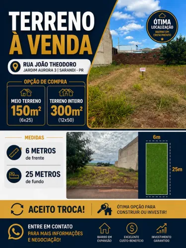 TERRENO À VENDA - JARDIM AURORA 3 | SARANDI-PR