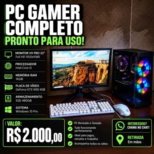 PC Gamer Completo + Monitor 23" praticamente novo