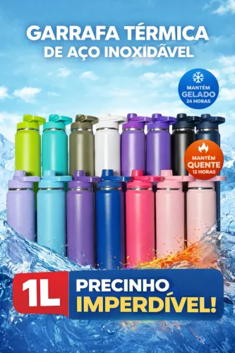 Garrafa Térmica 1 Litro - Alta Qualidade + Várias Cores