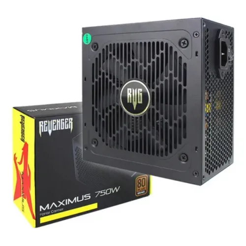 FONTE DE ALIMENTAÇÃO GAMER 750W BIVOLT 80 PLUS BRONZE SILENCIOSA PRETA 110V/220V