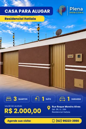 Aluga-se Casa em Anápolis - 2 Quartos, Suíte e Garagem