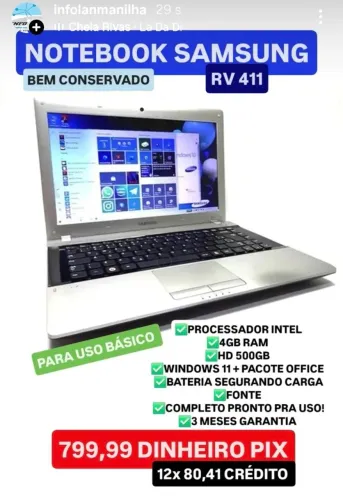 Notebook Samsung Básico 2 com garantia