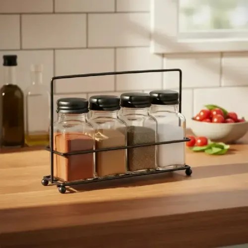 Porta-Temperos 4 peças com cesta