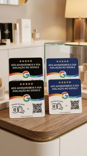 Placa de Avaliação Google em Acrílico p/ Balcão