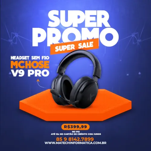 Headset Sem Fio Mchose V9 PRO - Preto - Gamer