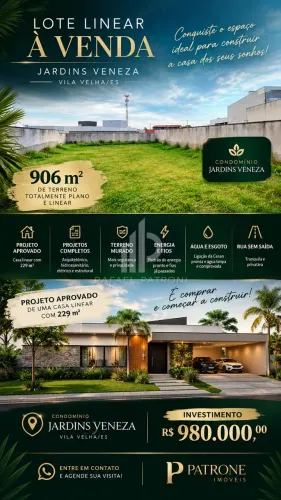 Vila Velha - Espetáculo Lote 906m2 Linear Com Projeto Aprovado Condomínio Jardins Veneza