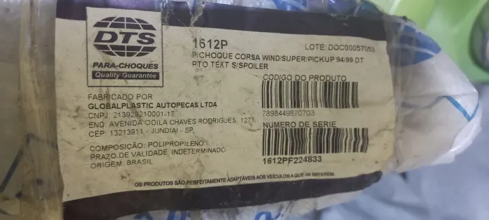 Para choque corsa wind novo na embalagem preto